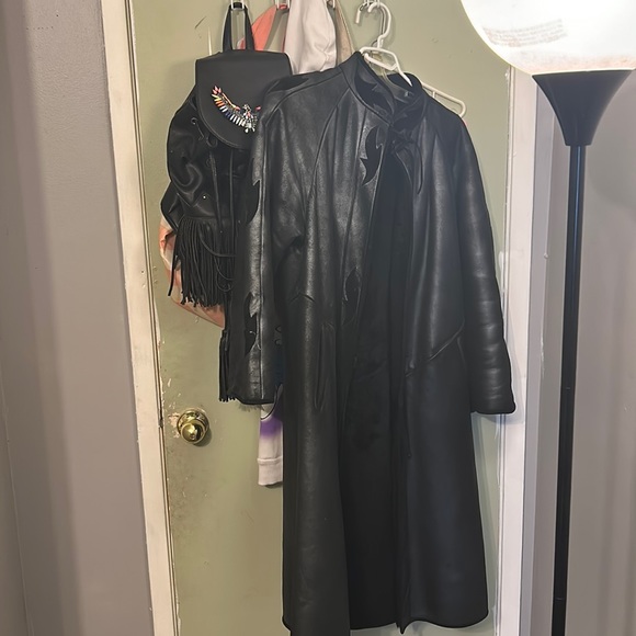 Vintage asf long leather coat with fur inside - Picture 1 of 5